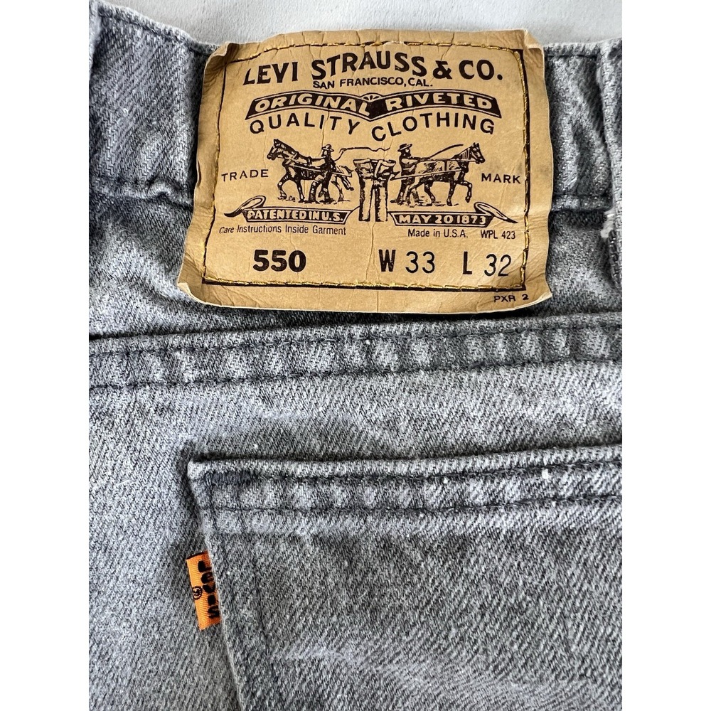 VTG 90s Levis 550 Jeans Mens 33x32 Gray Loose Comfort Fit Tapered Streetwear - Picture 9 of 16